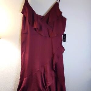 Express Asymmetrical Maxi Wine Burgundy Y2K Flowing Witchy Sexy Dress Large NWT